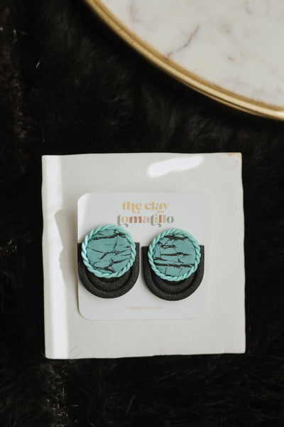 Turquoise + Black Large Studs