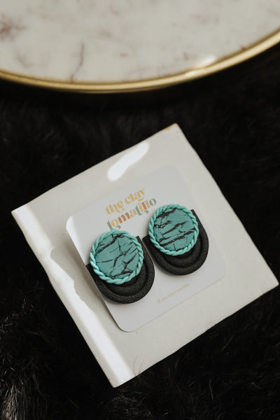 Turquoise + Black Large Studs