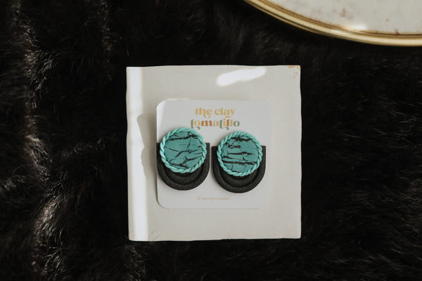 Turquoise + Black Large Studs