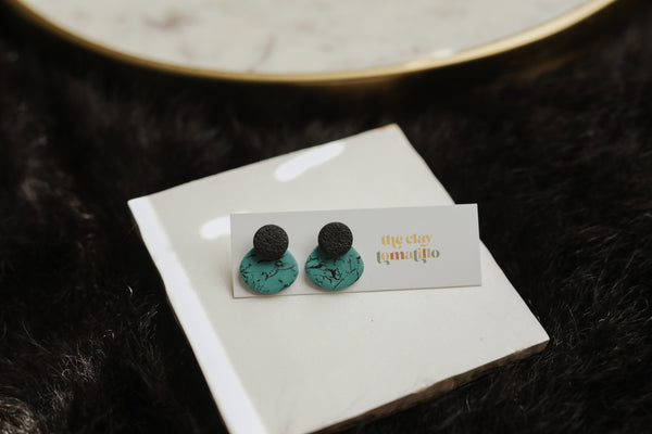 Turquoise + Black Small Studs