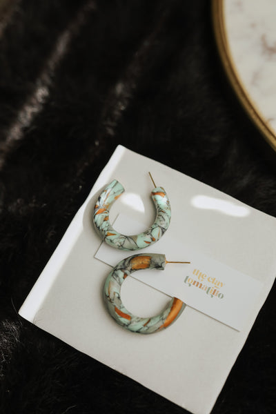 Mint Stone Hoops